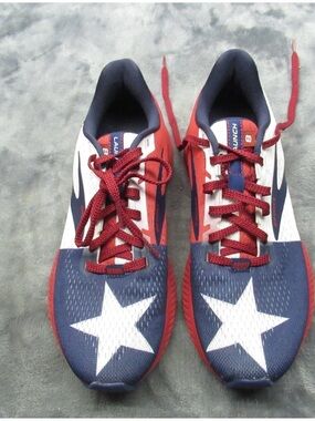 Brooks Women 9 Running Shoes Launch 8 Red Blue Star USA Lightweight Active